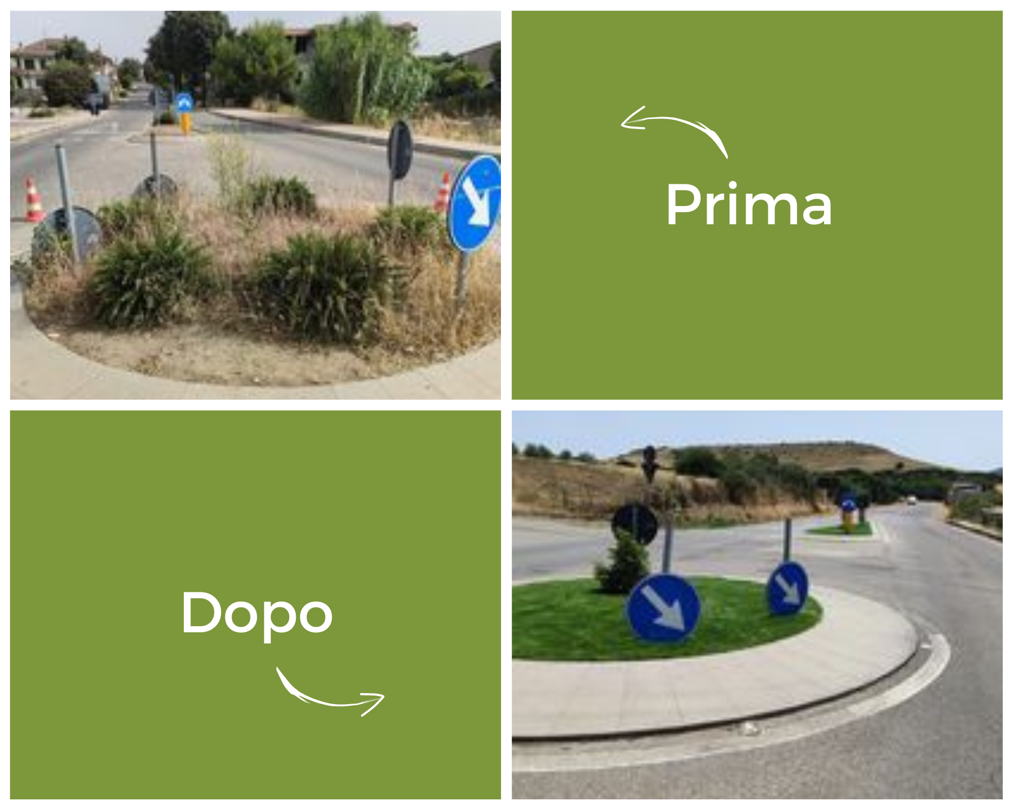 Manutenzione rotonda con inserimento prato