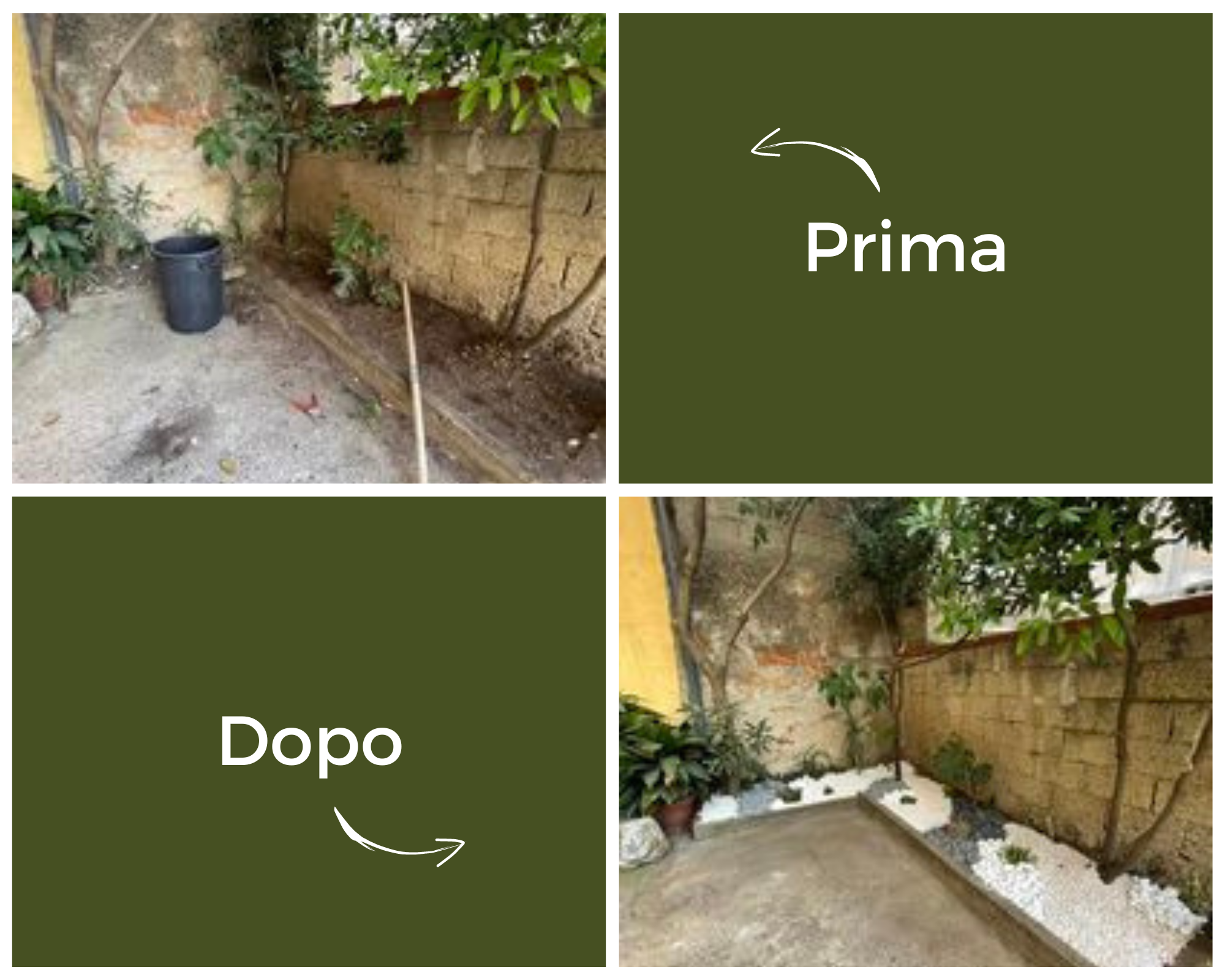 Manutenzione giardino abitativo (prima e dopo)